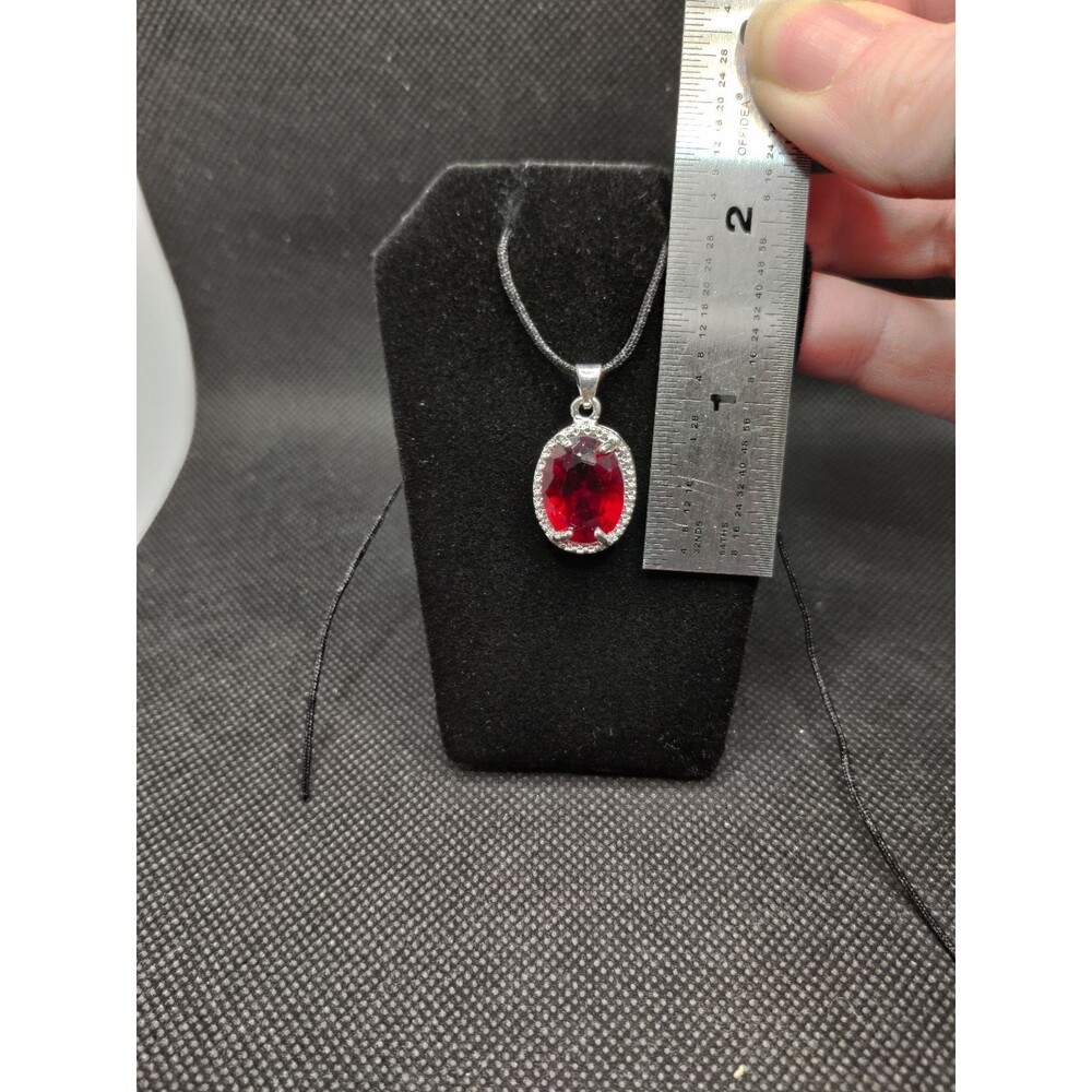 925 Red Rhinestone Pendant - Picture 3 of 4